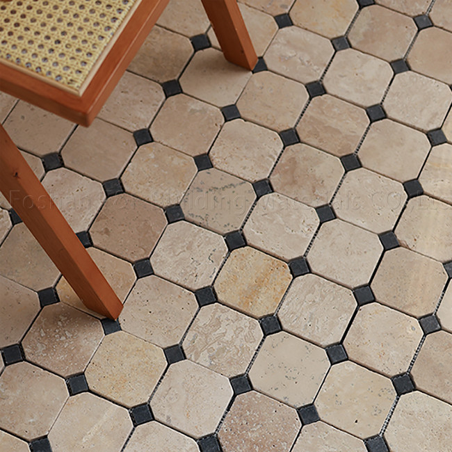 300X300mm Non Slip Floor Tiles Natural Cave Stone Mosaic Clem Stone Hotel Do Old Octagon
