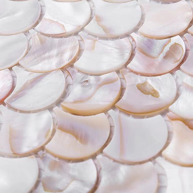 Fan Shape Natural Shell White Pattern Mosaic Tile Mother Of Pearl Backsplash Wall Tile