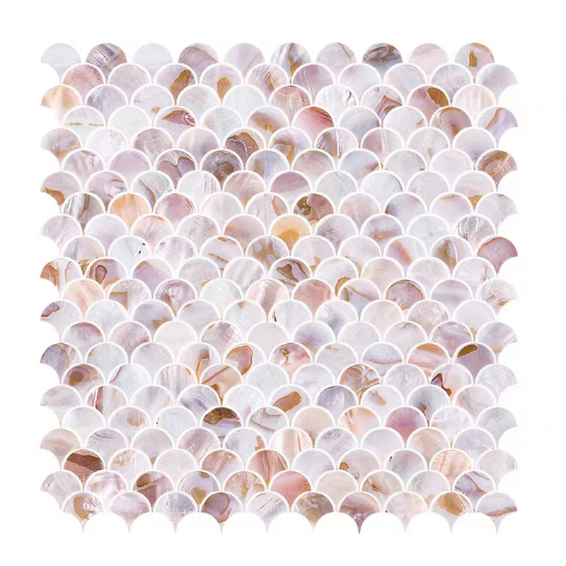 Fan Shape Natural Shell White Pattern Mosaic Tile Mother Of Pearl Backsplash Wall Tile