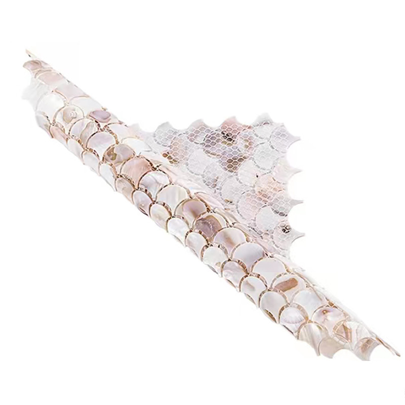 Fan Shape Natural Shell White Pattern Mosaic Tile Mother Of Pearl Backsplash Wall Tile