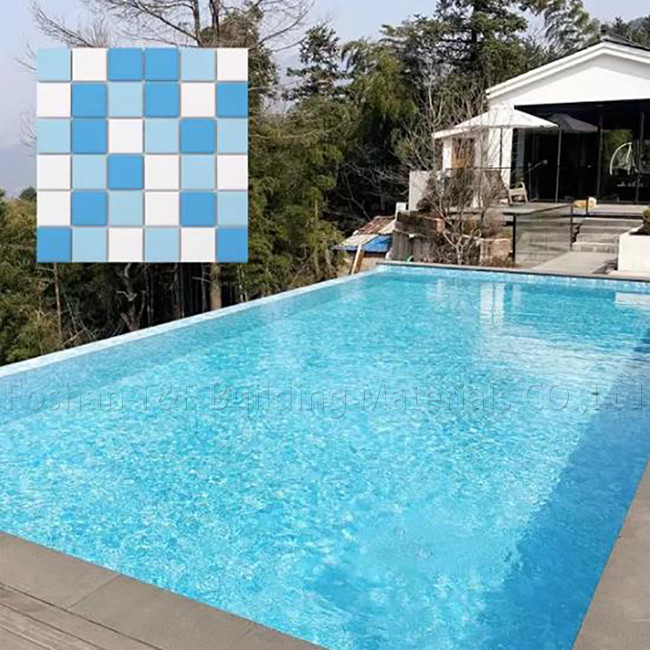 Square Swimming Pool Mosaic Tile Indoor Fish Pool Ceramic Outdoor Landscape Wall Ground Blue