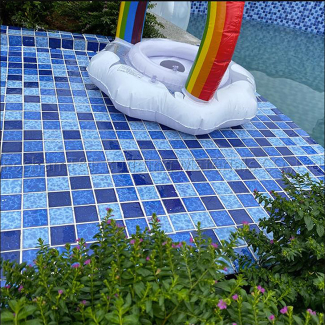 Square Swimming Pool Mosaic Tile Indoor Fish Pool Ceramic Outdoor Landscape Wall Ground Blue