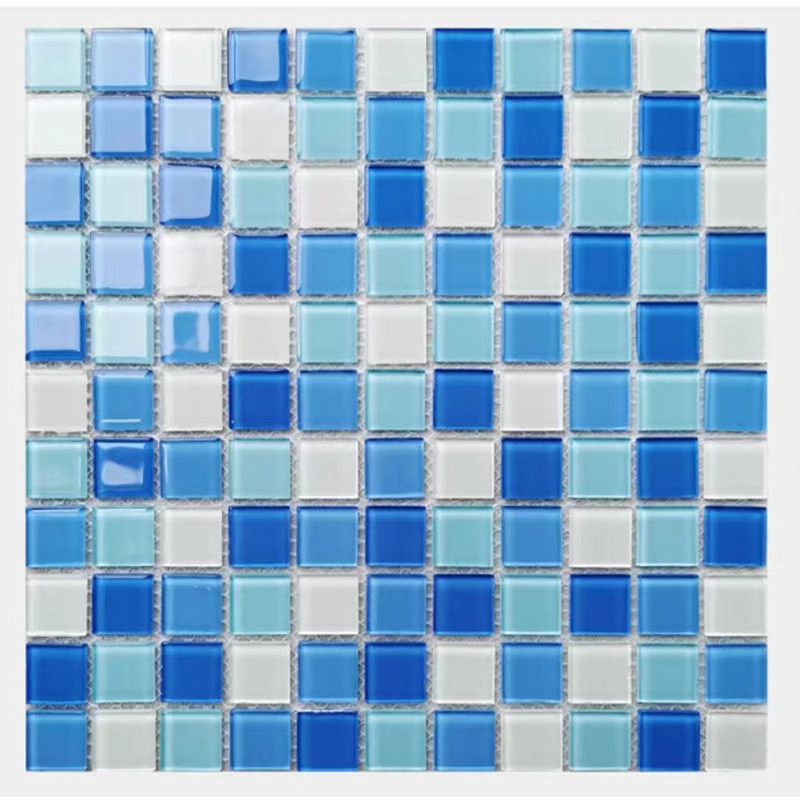 300x300mm Crystal Glass Mosaic Floor Wall Tile For Bathroom Swimming Pool Kitchen Backsplash