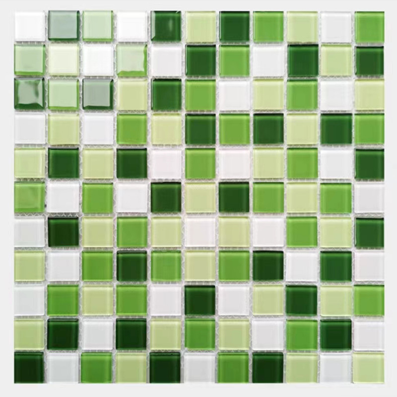 300x300mm Crystal Glass Mosaic Floor Wall Tile For Bathroom Swimming Pool Kitchen Backsplash