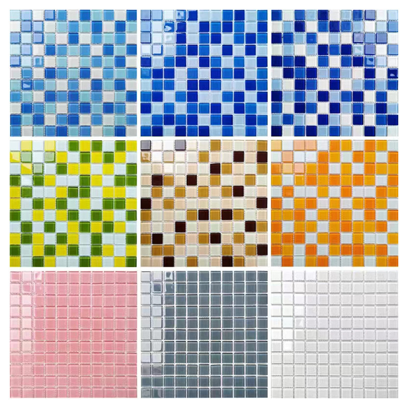 300x300mm Crystal Glass Mosaic Floor Wall Tile For Bathroom Swimming Pool Kitchen Backsplash
