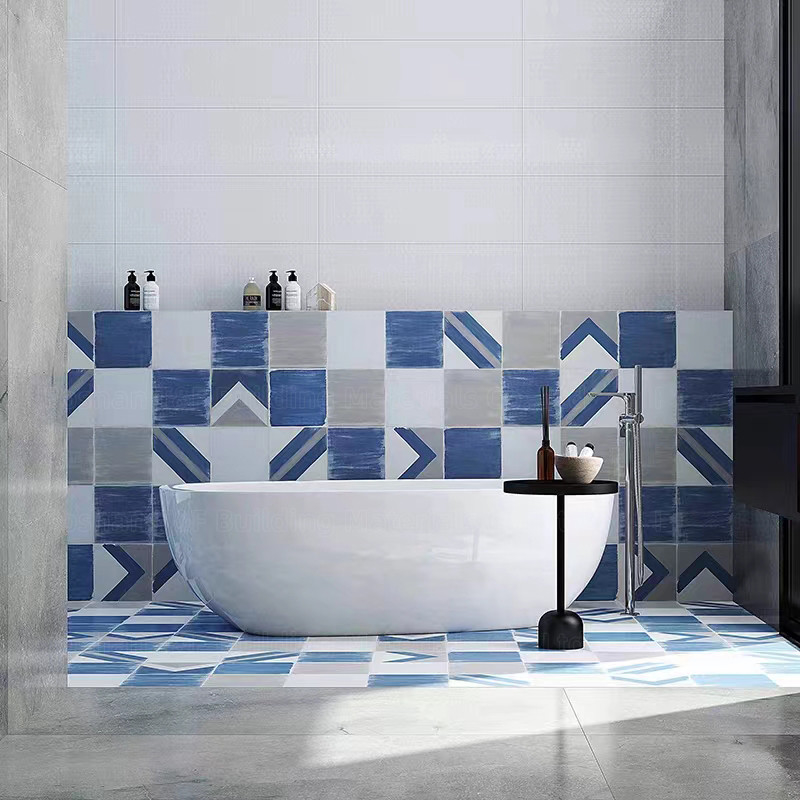 Nordic INS Style Black White Glazed Porcelain Tiles 300*300mm For Floor And Interior Wall