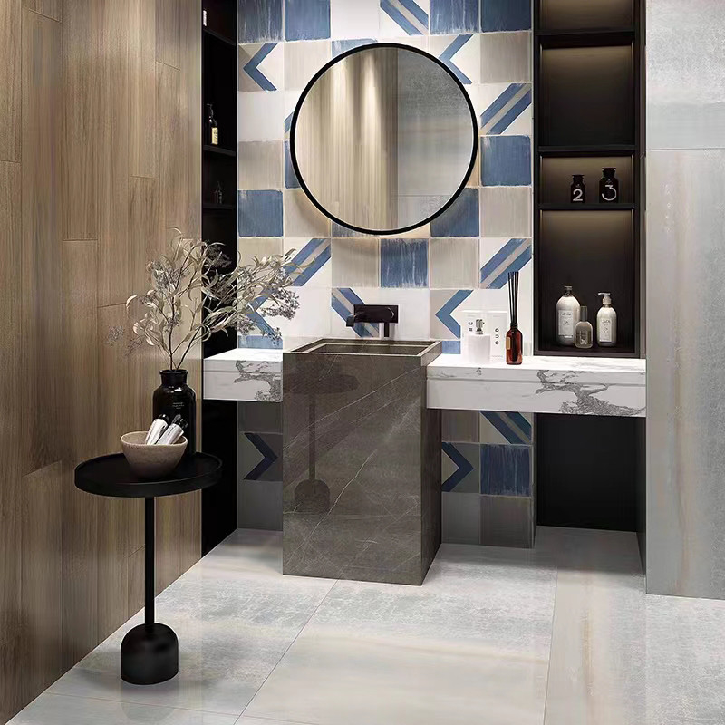 Nordic INS Style Black White Glazed Porcelain Tiles 300*300mm For Floor And Interior Wall