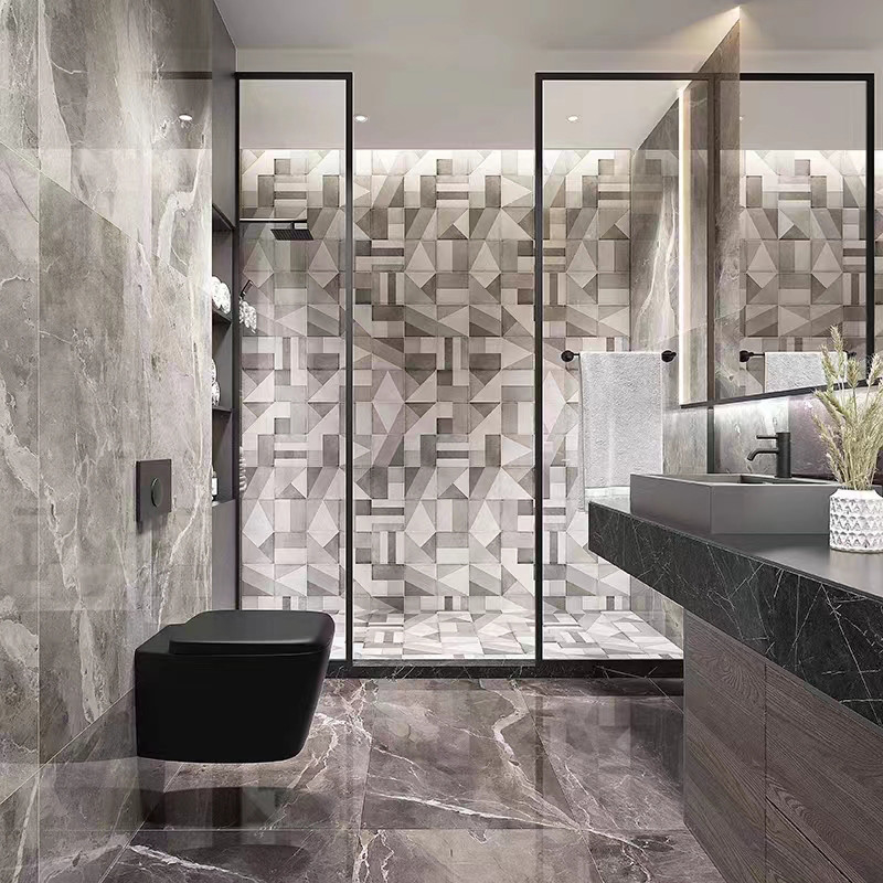 Nordic INS Style Black White Glazed Porcelain Tiles 300*300mm For Floor And Interior Wall