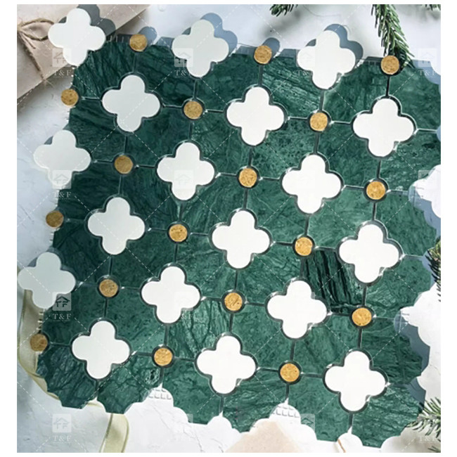 Waterjet Flower Pattern Marble Stone Mosaic Bathroom Tiles For Home Decoration