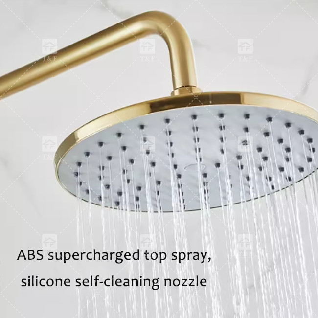 Nordic Light Luxury Shower Set Home Faucet Brass Brushed Gold Hot And Cold Pressurized Nozzle