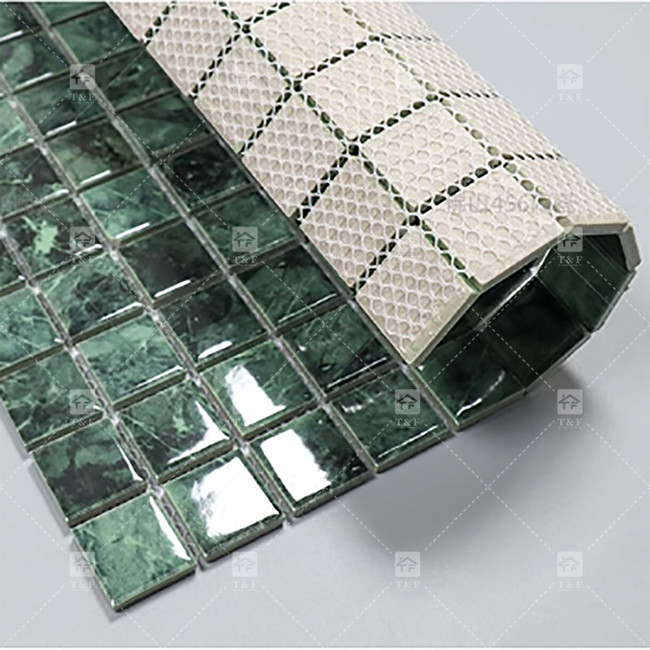 Green Color Marble Stone Mosaic Tiles For Floor And Bathroom Wall