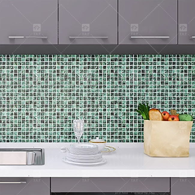 Green Color Marble Stone Mosaic Tiles For Floor And Bathroom Wall
