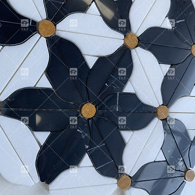 Natural Stone Marble Mosaic Floor Wall Tile Flower Pattern For Bathroom Mosaic Tile