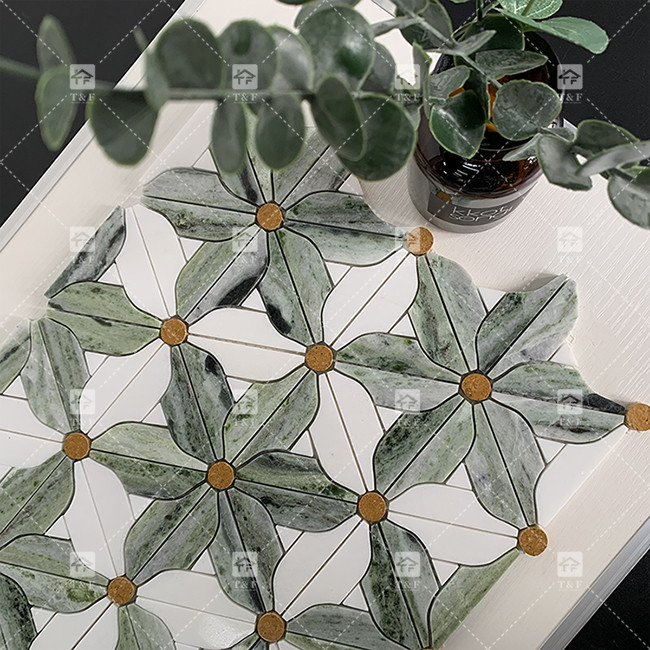 Natural Stone Marble Mosaic Floor Wall Tile Flower Pattern For Bathroom Mosaic Tile