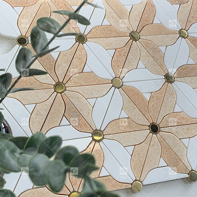 Natural Stone Marble Mosaic Floor Wall Tile Flower Pattern For Bathroom Mosaic Tile