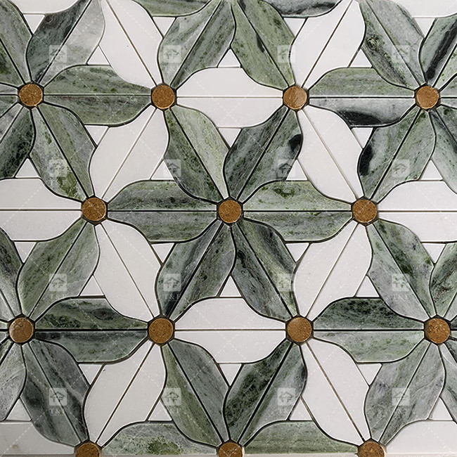 Natural Stone Marble Mosaic Floor Wall Tile Flower Pattern For Bathroom Mosaic Tile
