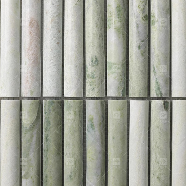 Marble Pattern 3D Arc Long Strip Mosaic Floor Wall Tile For TV Backdrop Kitchen Backsplash