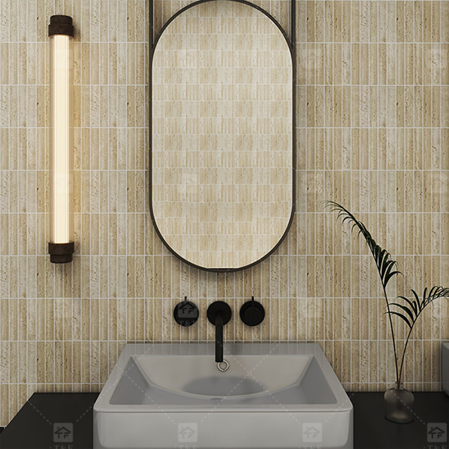 Marble Pattern 3D Arc Long Strip Mosaic Floor Wall Tile For TV Backdrop Kitchen Backsplash