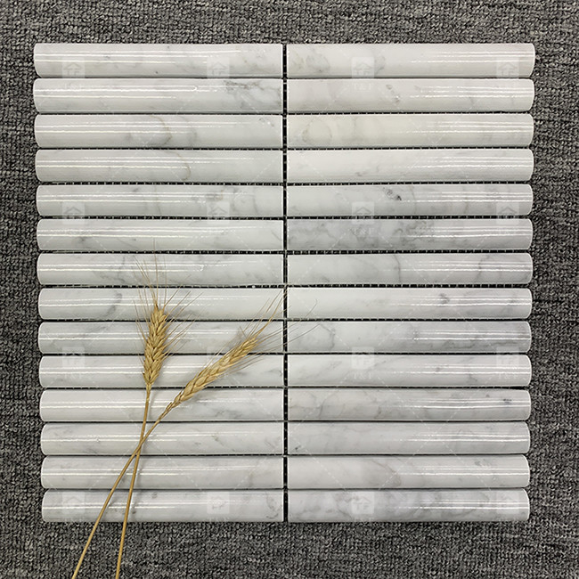 Marble Pattern 3D Arc Long Strip Mosaic Floor Wall Tile For TV Backdrop Kitchen Backsplash