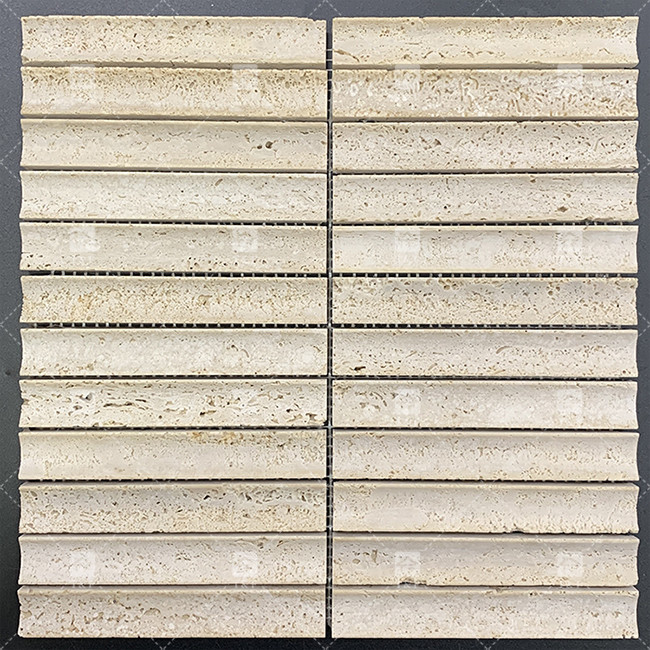 Marble Pattern 3D Arc Long Strip Mosaic Floor Wall Tile For TV Backdrop Kitchen Backsplash