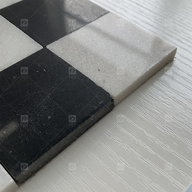 Square Black And White Marble Stone Mosaic Tile 8mm Wall Decoration