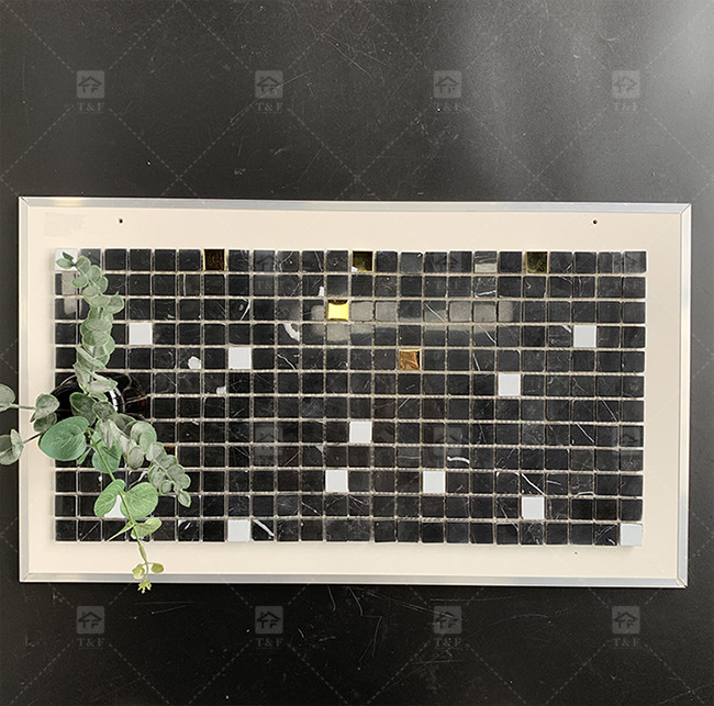 Square Black And White Marble Stone Mosaic Tile 8mm Wall Decoration