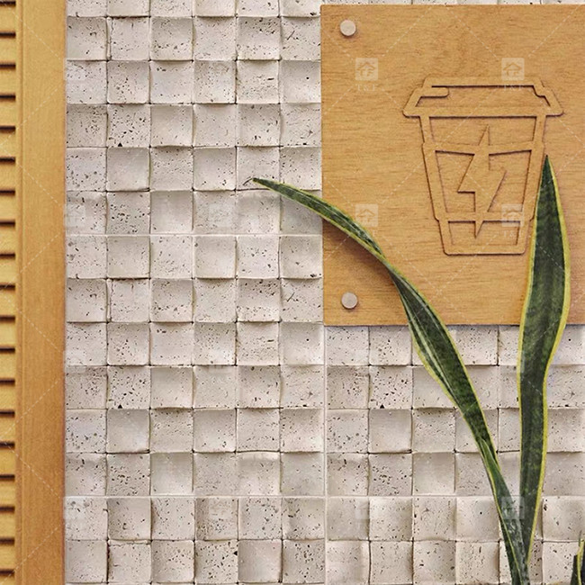 Natural Marble Beige Travertine Mosaic Floor Wall Tile Concave Background Wall Culture Tile