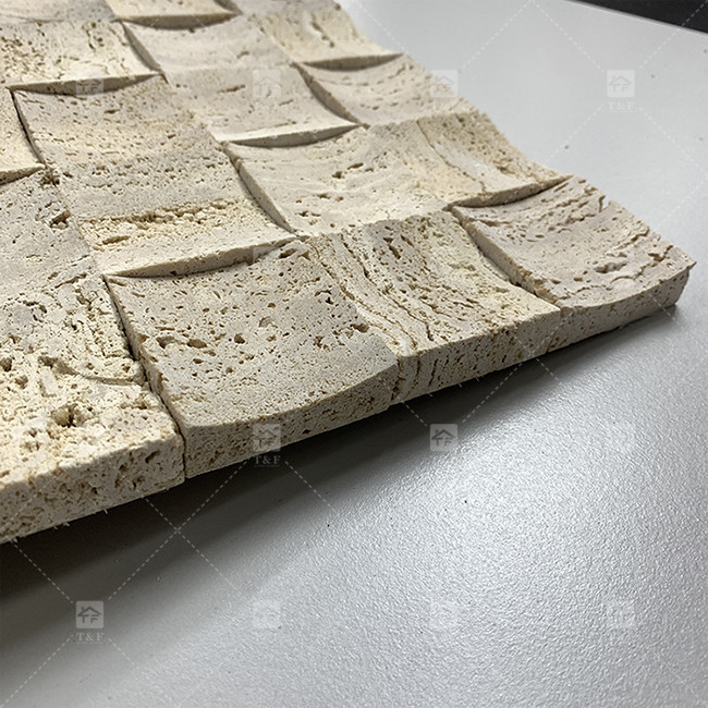 Natural Marble Beige Travertine Mosaic Floor Wall Tile Concave Background Wall Culture Tile