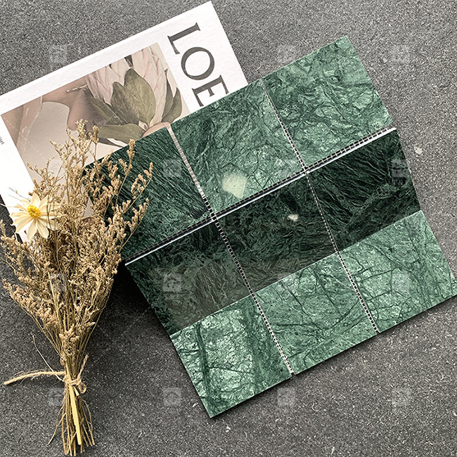 Natural Marble Mosaic Polished Swimming Pool Tile Green Square Shape Home Decoration