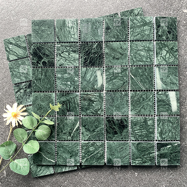 Natural Marble Mosaic Polished Swimming Pool Tile Green Square Shape Home Decoration
