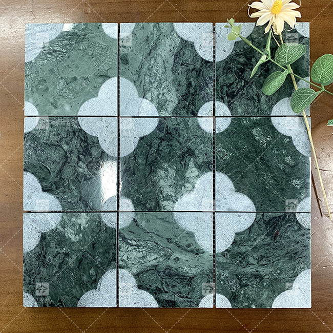 Natural Marble Mosaic Polished Swimming Pool Tile Green Square Shape Home Decoration