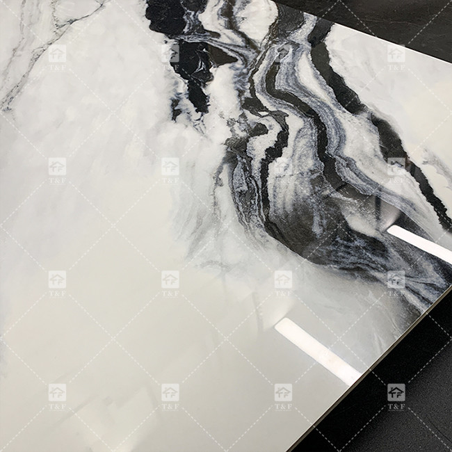 Panda White Marble Look Porcelain Tiles 600x1200mm Slab For Living Room Wall Decor Luxury Stone For Malls