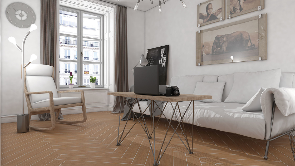 Thickness 10.8mm Wood Grain Ceramic Tiles , Interior And Exterior 20x100 Tiles