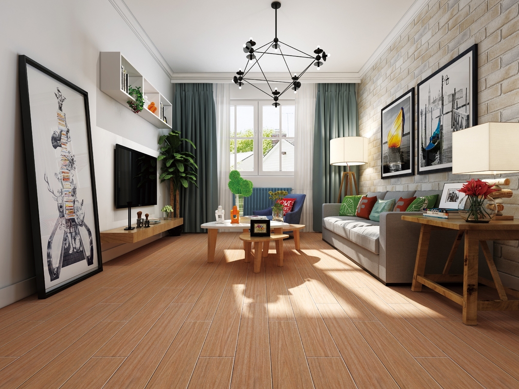 Thickness 10.8mm Wood Grain Ceramic Tiles , Interior And Exterior 20x100 Tiles