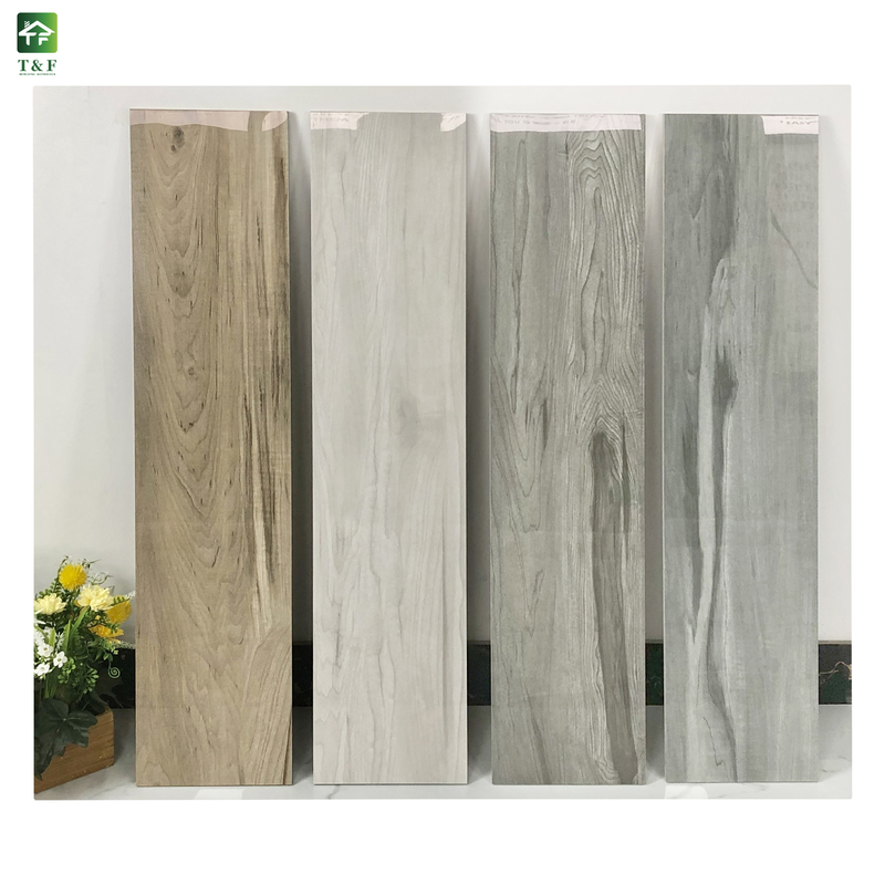 Gloss Surface Wood Porcelain Floor Tiles 10mm Thickness Outdoor Decoration