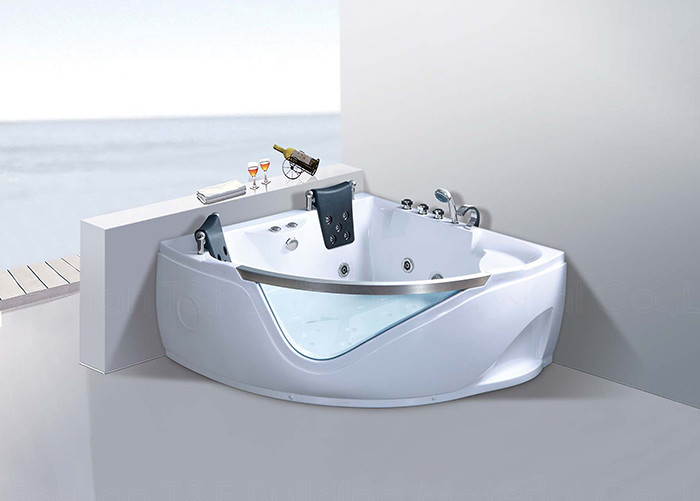 Hydromassage Bathroom Jacuzzi Tub With 2 Seats Corner Installation