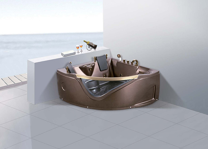 Hydromassage Bathroom Jacuzzi Tub With 2 Seats Corner Installation