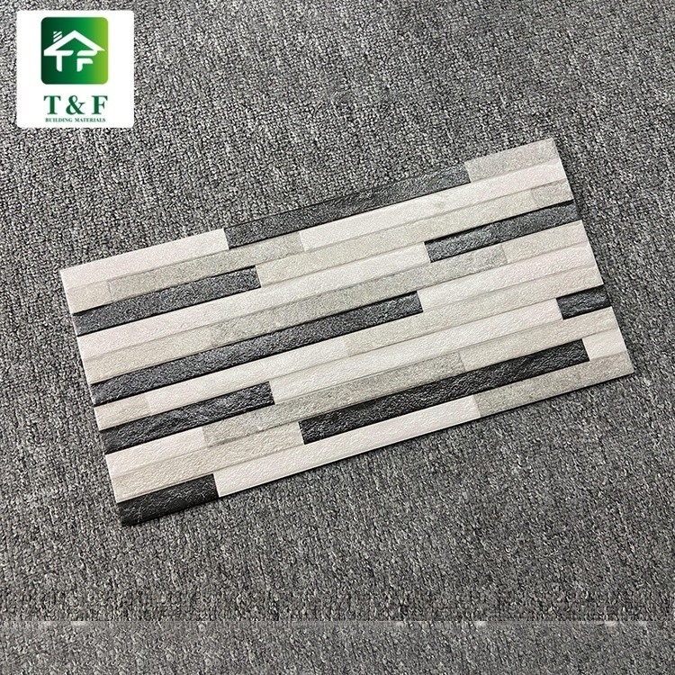 Exterior Glazed Ceramic Tiles 20 X 40 Black Mix White Color