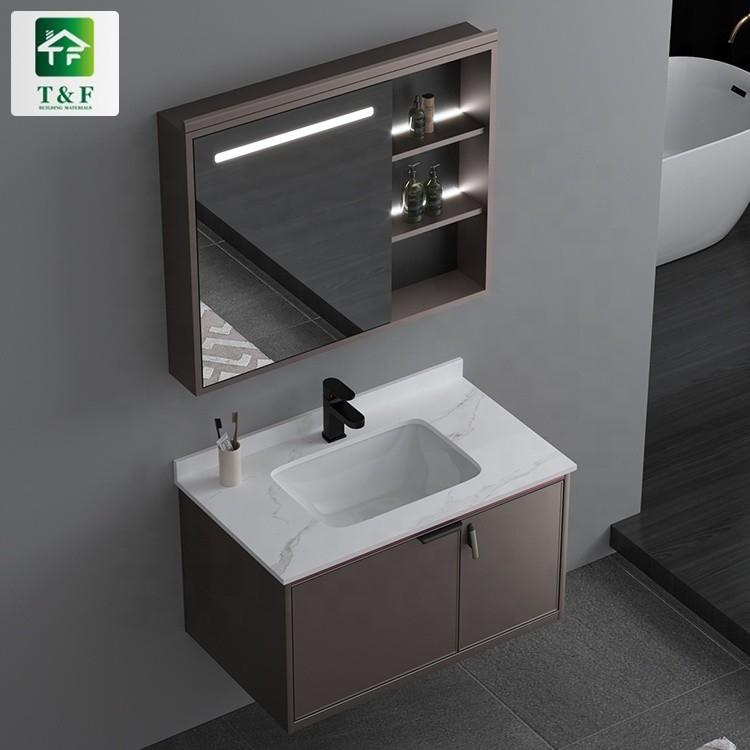 Acrylic Finish Bathroom Vanity Units Cabinet Solid Color With Drawer