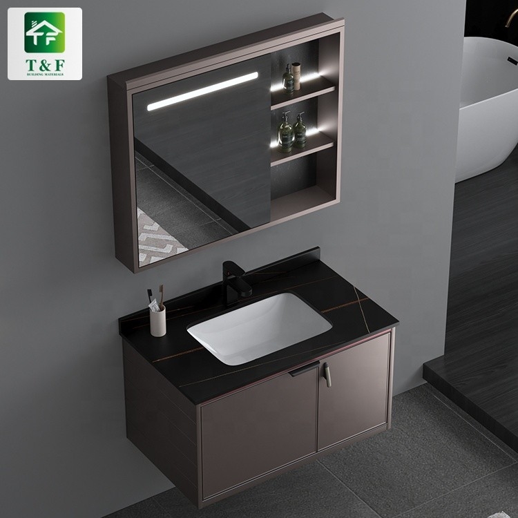 Acrylic Finish Bathroom Vanity Units Cabinet Solid Color With Drawer