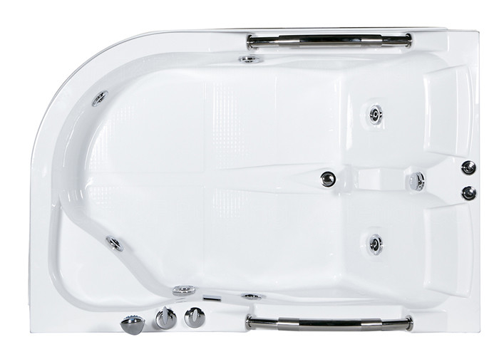 Indoor White Acrylic Jacuzzi Corner Bathtub  2 Skirted Air Bubble