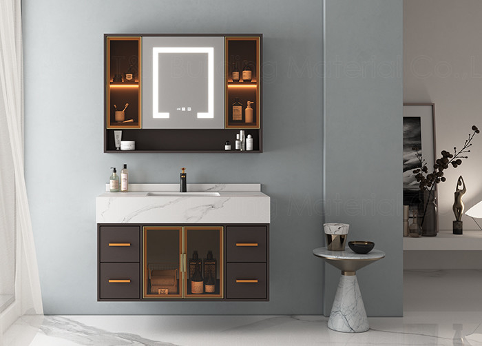 Modern Luxury Wall Hung Floating Bathroom Vanity Units Cabinet HD Smart LED Silver Mirror