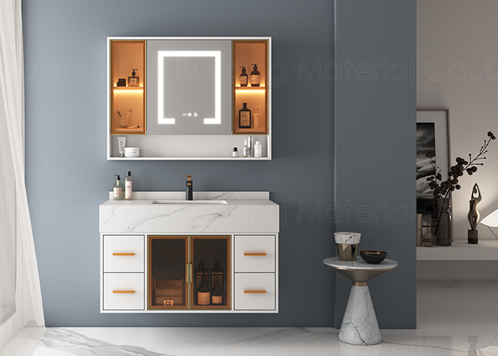 Modern Luxury Wall Hung Floating Bathroom Vanity Units Cabinet HD Smart LED Silver Mirror